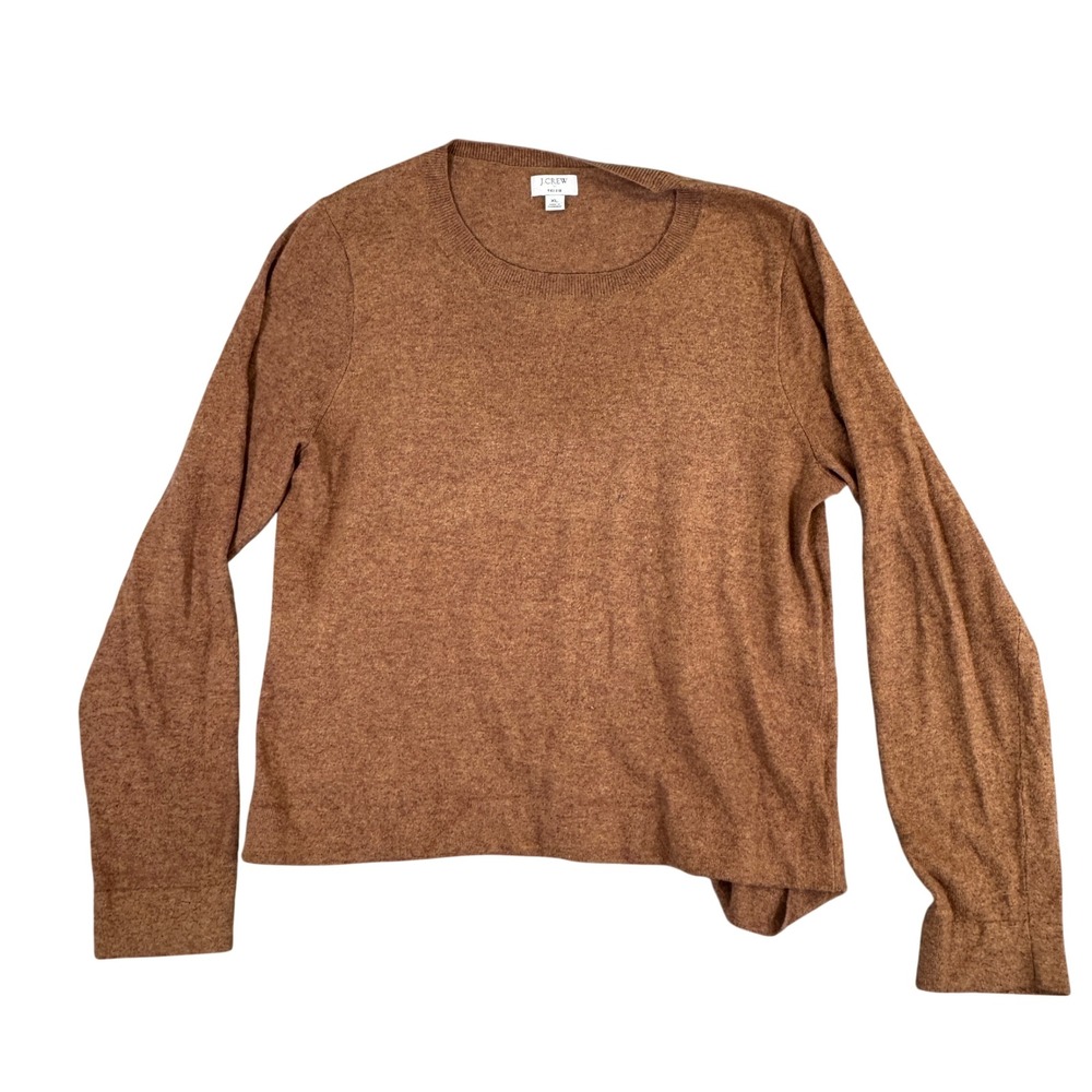 J.Crew Teddie Sweater XL Rust Brown Merino Wool Cotton Blend Crewneck Top